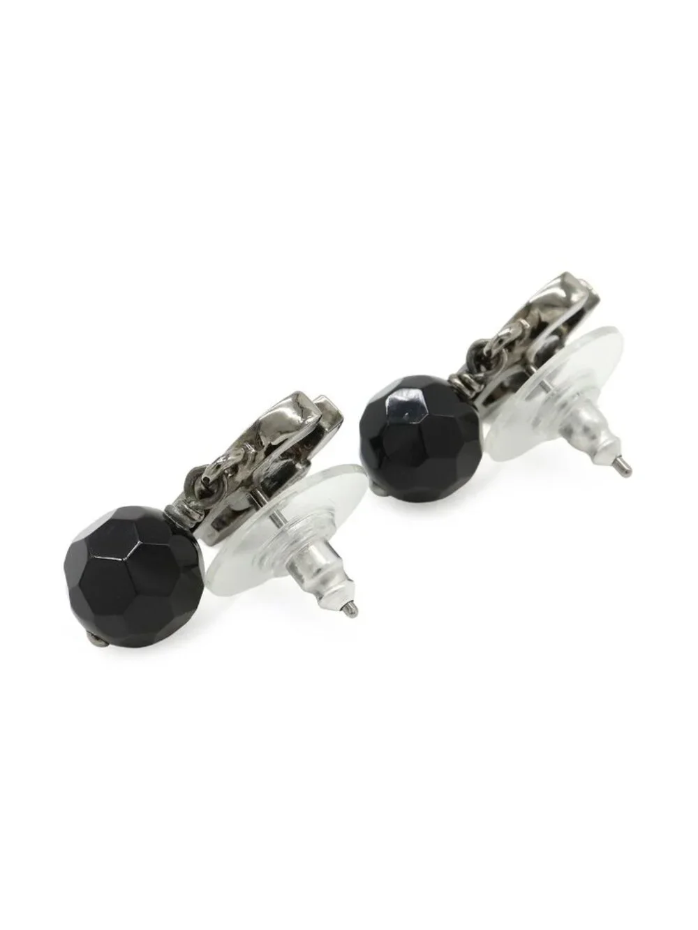 Chanel CC Logo Swingearrings Metal Black Stone Gun Metallic 09 Earrings
